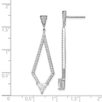 Sterling Shimmer Sterling Silver Rhodium-plated 94 Stone CZ Diamond Shaped Post Dangle Earrings