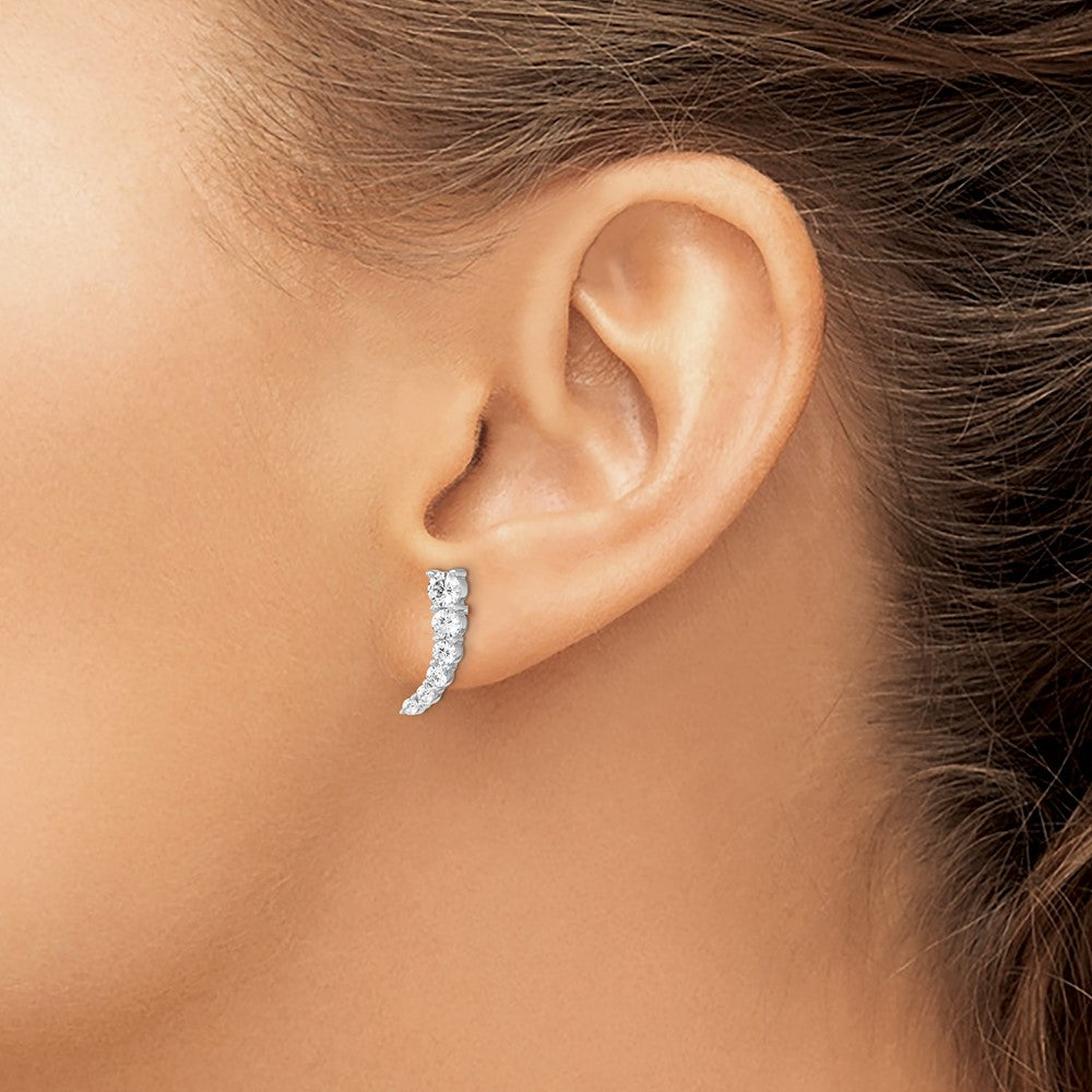 Sterling Shimmer Sterling Silver Rhodium-plated 12 Stone CZ Post Dangle Earrings