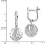 Sterling Shimmer Sterling Silver Rhodium-plated 300 Stone CZ Sphere Dangle Hinged Post Earrings