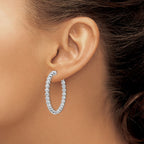 Sterling Shimmer Sterling Silver Rhodium-plated 52 Stone 2.3mm CZ In and Out Round Hinged Hoop Earrings