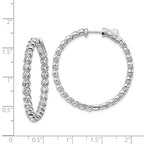 Sterling Shimmer Sterling Silver Rhodium-plated 52 Stone 2.3mm CZ In and Out Round Hinged Hoop Earrings