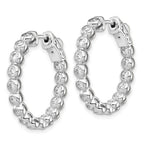 Sterling Shimmer Sterling Silver Rhodium-plated 30 Stone 2.3mm CZ In and Out Round Hinged Hoop Earrings
