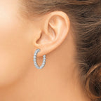 Sterling Shimmer Sterling Silver Rhodium-plated 30 Stone 2.3mm CZ In and Out Round Hinged Hoop Earrings