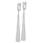 Sterling Shimmer Sterling Silver Rhodium-plated 228 Stone Pav‚ CZ Triangle Dangle Hinged Post Earrings