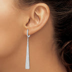 Sterling Shimmer Sterling Silver Rhodium-plated 228 Stone Pav‚ CZ Triangle Dangle Hinged Post Earrings