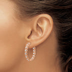 Sterling Shimmer Sterling Silver Rose-tone Rose Flash Gold-plated 28 Stone 2.5mm CZ In and Out Round Hinged Hoop Earrings