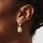 Sterling Shimmer Sterling Silver Gold-tone Flash Gold-plated 126 Stone CZ Teardrop Dangle Hinged Hoop Earrings