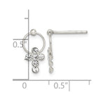 Sterling Silver Polished CZ Cross Circle Post Dangle Earrings