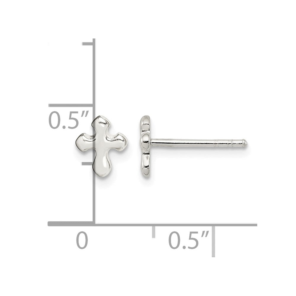 Sterling Silver Polished Cross Earrings