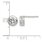 Sterling Silver Polished 7mm Round CZ Bezel Set Stud Earrings