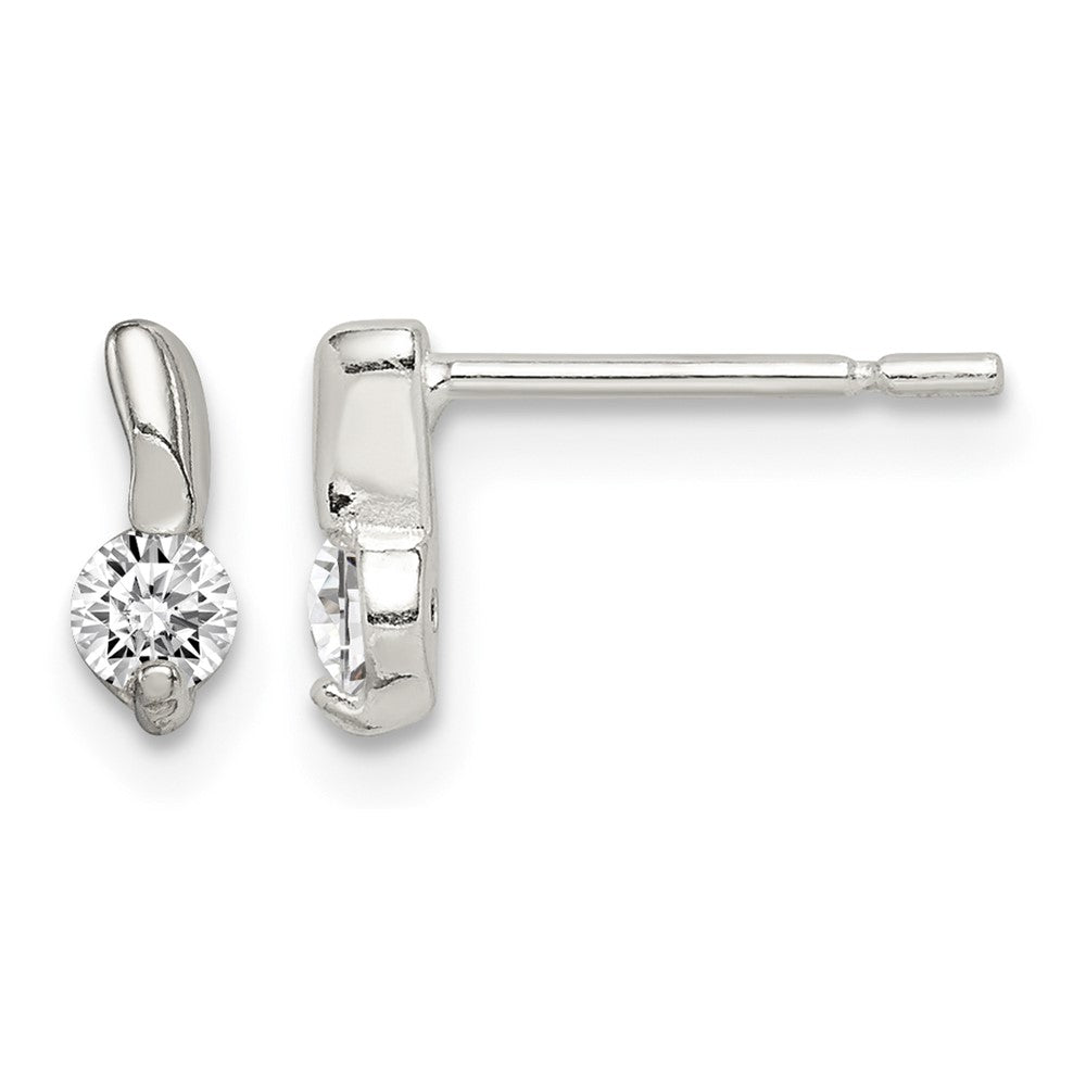 Sterling Silver Polished CZ Post Earrings