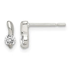 Sterling Silver Polished CZ Post Earrings