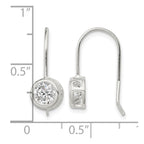 Sterling Silver Polished Round CZ Bezel Dangle Earrings