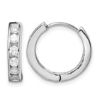 Sterling Silver Rhodium-plated CZ Hinged Hoop Earrings