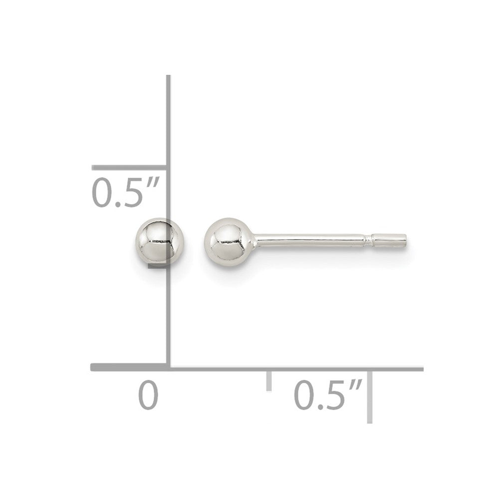 Sterling Silver Polished 3mm Ball Earrings