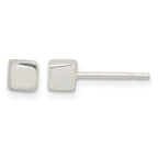 Sterling Silver Polished 4mm Square Cube Earrings