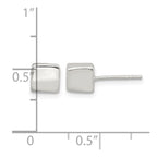 Sterling Silver Polished 6mm Square Cube Earrings