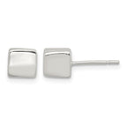 Sterling Silver Polished 6mm Square Cube Earrings
