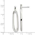 Sterling Silver Rhodium-plated Fancy Elongated Oval Post Dangle Earrings