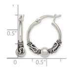Sterling Silver Antiqued Fancy Beaded Hoop Earrings