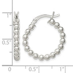 Sterling Silver Polished Beaded Hoop Earrings