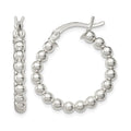 Sterling Silver Polished Beaded Hoop Earrings