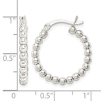 Sterling Silver Polished Beaded Hoop Earrings