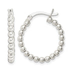 Sterling Silver Polished Beaded Hoop Earrings