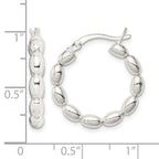 Sterling Silver Polished Beaded Hoop Earrings