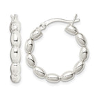 Sterling Silver Polished Beaded Hoop Earrings