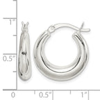 Sterling Silver Polished & Tapered Round Hoop Earrings
