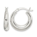 Sterling Silver Polished & Tapered Round Hoop Earrings