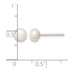 Sterling Silver White FW Cultured Pearl 5-6mm Button Earrings