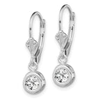 Sterling Silver Rhodium Plated 5mm Round CZ Leverback Earrings