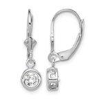 Sterling Silver Rhodium Plated 5mm Round CZ Leverback Earrings