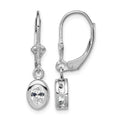 Sterling Silver Rhodium Plated 6x4mm Oval CZ Leverback Earrings