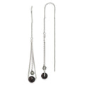 Sterling Silver Polished Black Crystal Threader Earrings