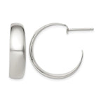 Sterling Silver Rhodium-plated Fancy J-Hoop Post Earrings