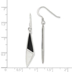 Sterling Silver Polished Onyx & Mother of Pearl Dangle Earrings