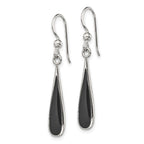Sterling Silver Polished Onyx Teardrop Dangle Earrings
