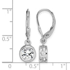 Sterling Silver Rhodium-plated Polished Round 7mm CZ Leverback Earrings