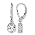 Sterling Silver Rhodium-plated Polished Round 7mm CZ Leverback Earrings