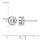 Sterling Silver RH-plated Polished 6mm Round CZ Bezel Set Stud Earrings