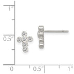 Sterling Silver Rhodium-plated Polished Bezel CZ Cross Post Earrings