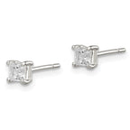 Sterling Silver 3mm Square CZ Basket Set Stud Earrings