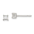 Sterling Silver 3mm Square CZ Basket Set Stud Earrings