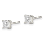 Sterling Silver 4mm Square CZ Basket Set Stud Earrings