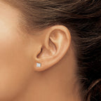 Sterling Silver 4mm Square CZ Basket Set Stud Earrings