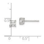Sterling Silver 4mm Square CZ Basket Set Stud Earrings