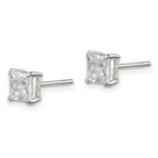 Sterling Silver 5mm Square CZ Basket Set Stud Earrings
